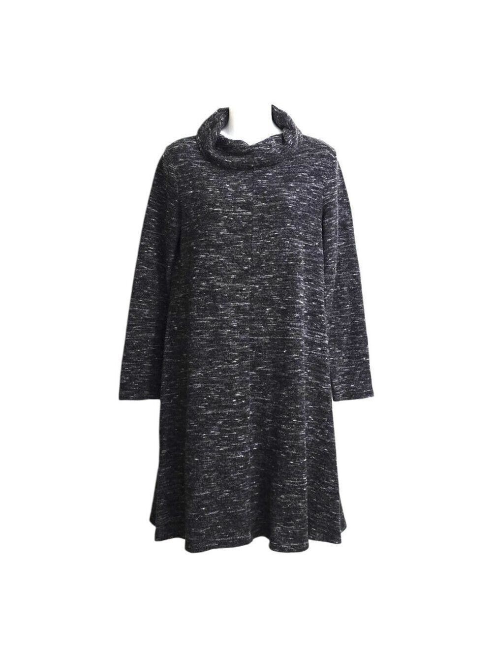 Banana Republic Cowl Neck Mini Shift Sweater Dress In Heather Gray Sz M